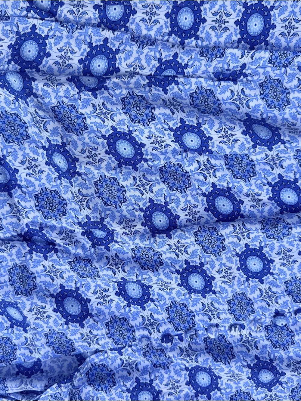 LOFT Blue and White Floral Medallion Skirt, small